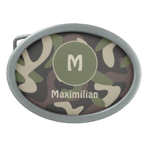 Boucle De Ceinture Ovale Camouflage militaire Vert Motif Brown Personnalisé