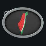 Boucle De Ceinture Ovale Carte de Palestine Watermelon Symbole de la libert<br><div class="desc">Carte de Palestine remplie de Watermelon,  symbole de la liberté,  même les couleurs de la carte palestinienne que les occupants illégaux de ce beau pays ont interdit. Le pastèque express les souffrances du peuple palestinien. Je suis avec la Palestine. La Palestine sera libre</div>