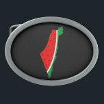 Boucle De Ceinture Ovale Carte de Palestine Watermelon Symbole de la libert<br><div class="desc">Carte de Palestine remplie de Watermelon,  symbole de la liberté,  même les couleurs de la carte palestinienne que les occupants illégaux de ce beau pays ont interdit. Le pastèque express les souffrances du peuple palestinien. Je suis avec la Palestine. La Palestine sera libre</div>