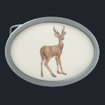 Boucle De Ceinture Ovale Cerf<br><div class="desc">Illustration peinte à la main d'un cerf tacheté</div>