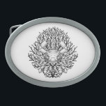Boucle De Ceinture Ovale Crabe<br><div class="desc">Dessin noir et blanc d'un crabe sur une algue</div>