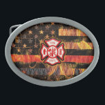 Boucle De Ceinture Ovale Croix et flammes des pompiers<br><div class="desc">Croix et flammes des pompiers</div>