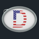 Boucle De Ceinture Ovale D Monogramme superposé sur le bcnt drapeau américa<br><div class="desc">D Monogramme superposé sur USA Flag Belt Buckle Design © Trinkets and Things 2017 - AHP Design. Tous droits réservés. 080517</div>