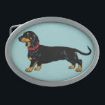 Boucle De Ceinture Ovale dachshund noir<br><div class="desc">chien de chasse noir dachshund</div>