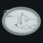 Boucle De Ceinture Ovale Dans l'âge d'un chien<br><div class="desc">Artiste : S. Brûle | aucune légende : Chien frappant la mouche avec ses oreilles.</div>