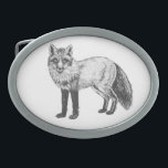 Boucle De Ceinture Ovale Dessin Fox<br><div class="desc">Illustration d'encre d'un renard,  dessinée pour Inktober 2018.</div>