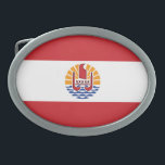 Boucle De Ceinture Ovale Drapeau de la Polynésie française<br><div class="desc">Drapeau patriotique de Polynésie française.</div>