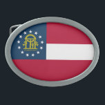 Boucle De Ceinture Ovale Drapeau de l'État de Géorgie<br><div class="desc">Drapeau de l'Etat de Géorgie patriotique.</div>