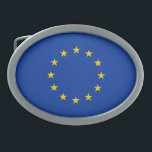 Boucle De Ceinture Ovale Drapeau de l'Union européenne<br><div class="desc">Drapeau patriotique de l'Union européenne.</div>
