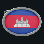 Boucle De Ceinture Ovale Drapeau du Cambodge<br><div class="desc">Depuis vers 1850,  le drapeau cambodgien présente au centre une représentation d'Angkor Vat. Le drapeau actuel,  avec une frontière bleue et un centre rouge a été adopté après l'indépendance du Cambodge en 1948. #patriotic #flag #cambodia #cambodian #angkorwat</div>