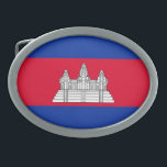 Boucle De Ceinture Ovale Drapeau du Cambodge<br><div class="desc">Depuis vers 1850,  le drapeau cambodgien présente au centre une représentation d'Angkor Vat. Le drapeau actuel,  avec une frontière bleue et un centre rouge a été adopté après l'indépendance du Cambodge en 1948. #patriotic #flag #cambodia #cambodian #angkorwat</div>