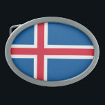 Boucle De Ceinture Ovale Drapeau Islande<br><div class="desc">Drapeau patriotique d'Islande.</div>