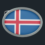 Boucle De Ceinture Ovale Drapeau Islande<br><div class="desc">Drapeau patriotique d'Islande.</div>