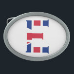Boucle De Ceinture Ovale E Monogramme superposé sur le drapeau Union Jack<br><div class="desc">E Monogramme superposé sur Union Jack Flag Belt Buckle Design © Trinkets and Things 2017 - AHP Design. Tous droits réservés. 030417</div>