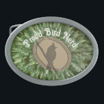 Boucle De Ceinture Ovale Fier Oiseau Nerd Silhouette Vert Oiseau Brown<br><div class="desc">Ajoutez une touche de votre amour des oiseaux à votre tenue avec cette boucle nerd ornithologique ornithologique ornée d'une silhouette d'oiseau en marron avec une étoile verte de rayures derrière la silhouette. "Fière Oiseau Nerd" apparaît au-dessus de l'image de l'oiseau et peut être facilement customisé. Conception originale - C. McGouldrick...</div>