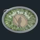 Boucle De Ceinture Ovale Fier Oiseau Nerd Silhouette Vert Oiseau Brown<br><div class="desc">Ajoutez une touche de votre amour des oiseaux à votre tenue avec cette boucle nerd ornithologique ornithologique ornée d'une silhouette d'oiseau en marron avec une étoile verte de rayures derrière la silhouette. "Fière Oiseau Nerd" apparaît au-dessus de l'image de l'oiseau et peut être facilement customisé. Conception originale - C. McGouldrick...</div>