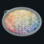 Boucle De Ceinture Ovale Fleur de vie - Peinture aquarelle<br><div class="desc">Oeuvre de Brady Arnold</div>