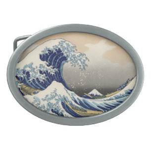 Boucle De Ceinture Ovale Grande vague au large de Kanagawa et Mont Fuji Mer