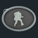Boucle De Ceinture Ovale Guitariste gris cendré<br><div class="desc">Cool,  élégant,  rocker Ash Grey jouant de la guitare sur arrière - plan texturé noir et gris foncé. Grand cadeau pour les amateurs de rock and roll ! Ajoutez votre nom ou votre texte pour le personnaliser ! Les images utilisées sur cet élément sont autorisées et © Graphics Factory.com</div>