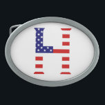 Boucle De Ceinture Ovale H Monogramme superposé sur le bcnt drapeau américa<br><div class="desc">H Monogramme superposé sur USA Flag Belt Buckle Design © Trinkets and Things 2017 - AHP Design. Tous droits réservés. 080517</div>