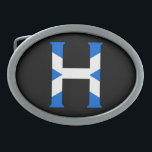 Boucle De Ceinture Ovale H Monogramme superposé sur le drapeau écossais<br><div class="desc">H Monogramme superposé sur Scottish Flag Belt Buckle Design © Trinkets and Things 2017 - AHP Design. Tous droits réservés. 030417</div>
