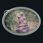 Boucle De Ceinture Ovale Hippo Roar, Belt Buckle<br><div class="desc">Photo : hippo rugissant dans son étang</div>