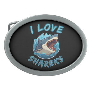 Boucle De Ceinture Ovale I Love Sharks Fisher