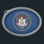 Boucle De Ceinture Ovale Indicateur de l'État de l'Utah<br><div class="desc">Drapeau de l'état de l'Utah patriotique.</div>