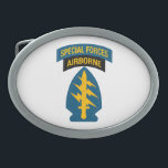 Boucle De Ceinture Ovale Insigne des forces spéciales - Onglet aéroporté<br><div class="desc">Insigne de manche à épaulettes des forces spéciales de l'armée américaine. Tab de tête et d'appui aérien des forces spéciales de l'Armée bleue.</div>