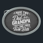 Boucle De Ceinture Ovale Joli Amusant Retro Typographie Papa Grand-père Cad<br><div class="desc">N'importe quel homme qui a deux titres comme papa et grand-père va l'AIMER !</div>