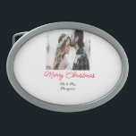 Boucle De Ceinture Ovale Joyeux Noël couple photo ajouter nom heureux vacan<br><div class="desc">conception</div>