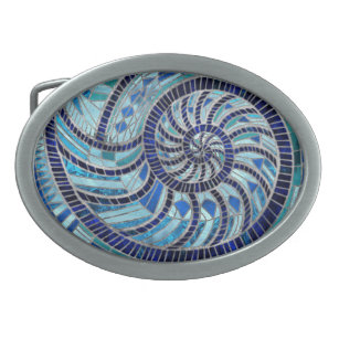Boucle De Ceinture Ovale L'art mosaïque de Nautilus Shell