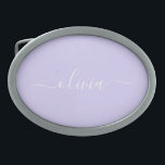 Boucle De Ceinture Ovale Lavande Purple Script Moderne Fille Monogramme Nom<br><div class="desc">Lavande Purple Simple Script Monogramme Nom Ceinture Boucle. Cela rend la graduation parfaite,  doux 16 16ème,  18ème,  21ème,  30ème,  40ème,  50ème,  60ème,  70ème,  80ème,  90ème,  100ème anniversaire,  mariage,  douche nuptiale,  anniversaire,  baby shower ou cadeau de fête de bachelorette pour quelqu'un qui aime les styles glam luxe et chic ..</div>