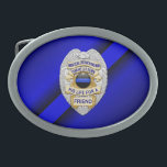 Boucle De Ceinture Ovale Ligne Bleue fine avec insigne<br><div class="desc">Cette conception vise à honorer les hommes et les femmes courageux qui protègent nos collectivités. Ce symbole policier,  shérif et policier est un bel hommage graphique à ceux qui servent et à ceux qui ont fait le sacrifice ultime.</div>