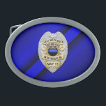 Boucle De Ceinture Ovale Ligne Bleue fine avec insigne<br><div class="desc">Cette conception vise à honorer les hommes et les femmes courageux qui protègent nos collectivités. Ce symbole policier,  shérif et policier est un bel hommage graphique à ceux qui servent et à ceux qui ont fait le sacrifice ultime.</div>
