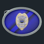 Boucle De Ceinture Ovale Ligne Bleue fine avec insigne<br><div class="desc">Cette conception vise à honorer les hommes et les femmes courageux qui protègent nos collectivités. Ce symbole policier,  shérif et policier est un bel hommage graphique à ceux qui servent et à ceux qui ont fait le sacrifice ultime.</div>
