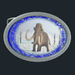 Boucle De Ceinture Ovale Mammoth laineux<br><div class="desc">Mammouth laineux dans un cadre typique de la toundra de l'âge glaciaire. Les mammouths laineux n'étaient pas sensiblement plus grands que les éléphants africains d'aujourd'hui. Les taureaux mammouths cultivés à part entière atteignaient des hauteurs entre 9, 2 pi et 9, 8 pi, tandis que les variétés naines atteignaient entre 6...</div>