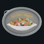 Boucle De Ceinture Ovale Mangez vos Légumes Citer salade fraîche mélange bo<br><div class="desc">Plaque pleine de légumes et citation</div>