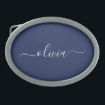 Boucle De Ceinture Ovale Monogramme moderne bleu marine et blanc<br><div class="desc">Découvrez notre collection de monogrammes modernes bleu et blanc de la Marine : Élevez votre décor de maison avec notre collection sophistiquée avec un schéma de couleurs bleu marine et blanc contemporain. Chaque pièce est minutieusement conçue pour exsuder l'élégance et le style, parfait pour ajouter une touche de modernité à...</div>