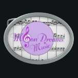 Boucle De Ceinture Ovale MoonDreams Music Oval Belt Buckle<br><div class="desc">Ceinture ovale avec MoonDreams Design de musique</div>