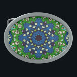 Boucle De Ceinture Ovale Mosaic bleu vert Hippie Boho Mandala<br><div class="desc">Un mandala (Sanskrit pour "cercle") est une représentation artistique d'une pensée supérieure et d'un sens plus profond donnée comme symbole géométrique utilisé dans le travail spirituel,  émotionnel ou psychologique pour concentrer son attention</div>