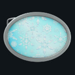 Boucle De Ceinture Ovale Motif Crystal Snowflakes<br><div class="desc">Motif Crystal Snowflakes. Design Copyright BluedarkkArt</div>
