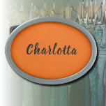 Boucle De Ceinture Ovale Neon Sunset Orange Solide Couleur Personnaliser<br><div class="desc">Neon Sunset Orange Solid Color personnalisé Personnalisez la boucle de la ceinture.</div>