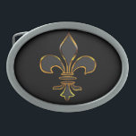 Boucle De Ceinture Ovale Noir et or Fleur-De-Lis<br><div class="desc">Noir et boucle de ceinture de fleur-De-lis d'or. Est un symbole religieux qui représente la trinité sainte. Le Fleur-De-lis a beaucoup d'interprétations liées à la conversion de la monarchie française en religion chrétienne et des bénédictions de Vierge Marie.</div>