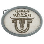 Boucle De Ceinture Ovale NOM personnalisé Bull Steer Skull Western Ranch<br><div class="desc">NOM personnalisé Cowboy Bull Steer Skull Western Ranch - Personnaliser avec votre nom ou texte personnalisé! *Licence étendue PO 8/21/23*</div>