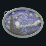 Boucle De Ceinture Ovale Nuit étoilée par Vincent van Gogh<br><div class="desc">Starry Night by Vincent van Gogh est un post impressionnisme d'art vintage paysage de paysages avec vue sur Saint Rémy, France depuis l'asile de van Gogh. Le ciel nocturne tourbillonne de nuages avec une lune brillante et des étoiles brillantes au-dessus du village pittoresque. Starry Night est probablement le tableau le...</div>