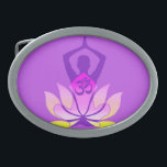Boucle De Ceinture Ovale OM Namaste Spirituelle Lotus Fleur Yoga Pose Paste<br><div class="desc">Un OM namaste spirituel lotus flower yoga pose figure coloré doux style pastel design.</div>