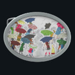 Boucle De Ceinture Ovale Parapluies<br><div class="desc">Artiste : Stella peut groupe de personnes de DaCosta | A marchant autour dans une tempête de pluie avec des parapluies</div>