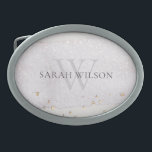 Boucle De Ceinture Ovale Parties scintillant Monogramme de brosse à pinceau<br><div class="desc">Si vous avez besoin d'une personnalisation supplémentaire,  n'hésitez pas à m'envoyer un message sur yellowfebstudio@gmail.com .</div>