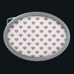 Boucle De Ceinture Ovale Parties scintillant Rose Gold Coeurs Arrière - pla<br><div class="desc">Le Symmetrix Parties scintillant Rose Gold Hearts motif présente un design délicat et élégant qui rayonne de charme et de sophistication. Chaque coeur est soigneusement agencé dans un agencement symétrique, chatoyant avec un effet luxueux de parties scintillant rose en or. Placé face à un arrière - plan blanc immaculé, ce...</div>
